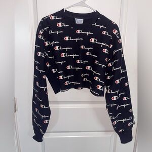 Champion Reverse Weave Logo Crop Top Sweatshirt